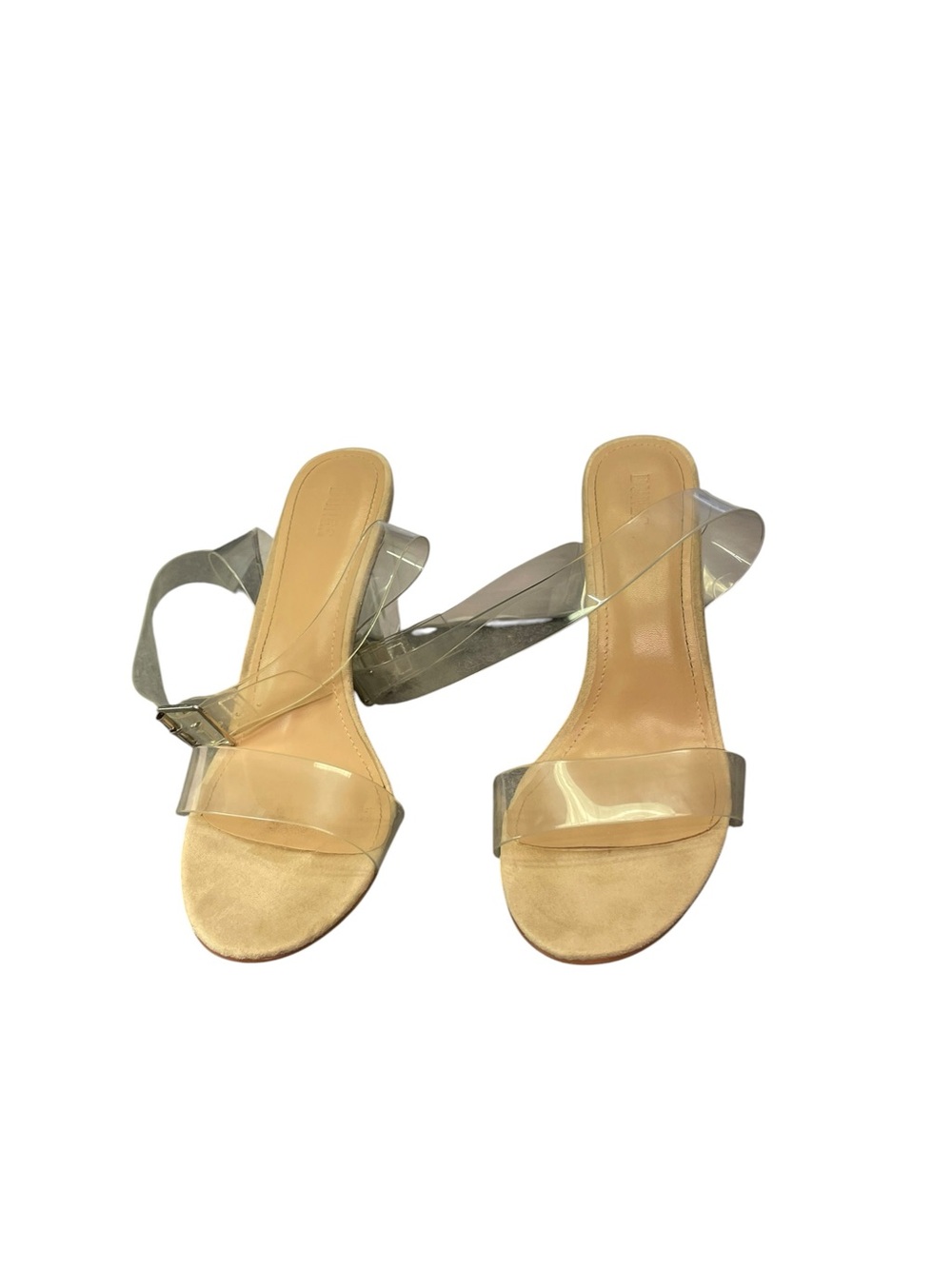 Dunes Clear-Strap Heeled Sandals in Nude and Transparent size 12